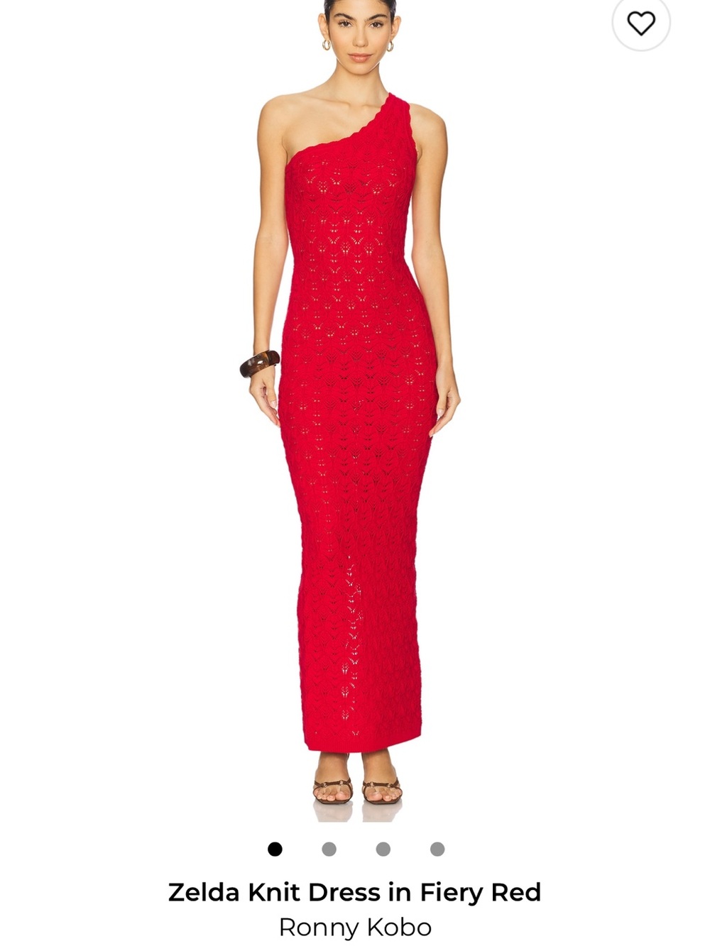 Ronny Kobo Collection Zelda One-Shoulder Knit Dress in Red